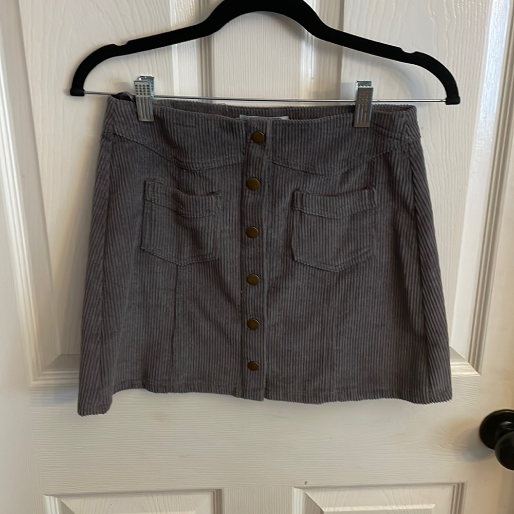 She + Sky Gray Corduroy Skirt